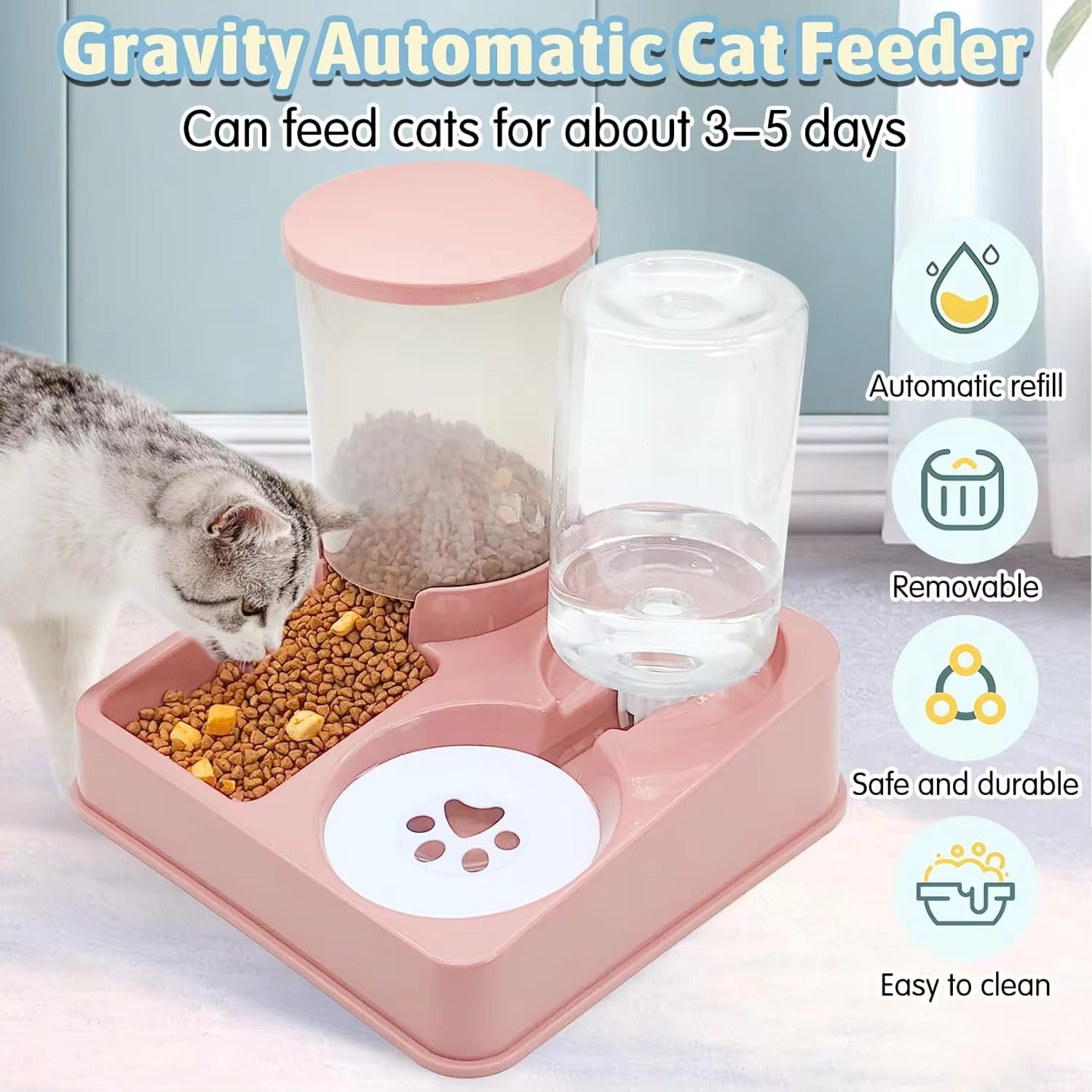 2-in-1 Automatic Cat Feeder & Water Disrpense Set 