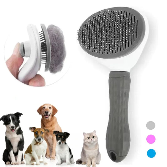 Self-Cleaning Pet Hair Removal Comb - Cat Slicker Brush & Dog Grooming Comb