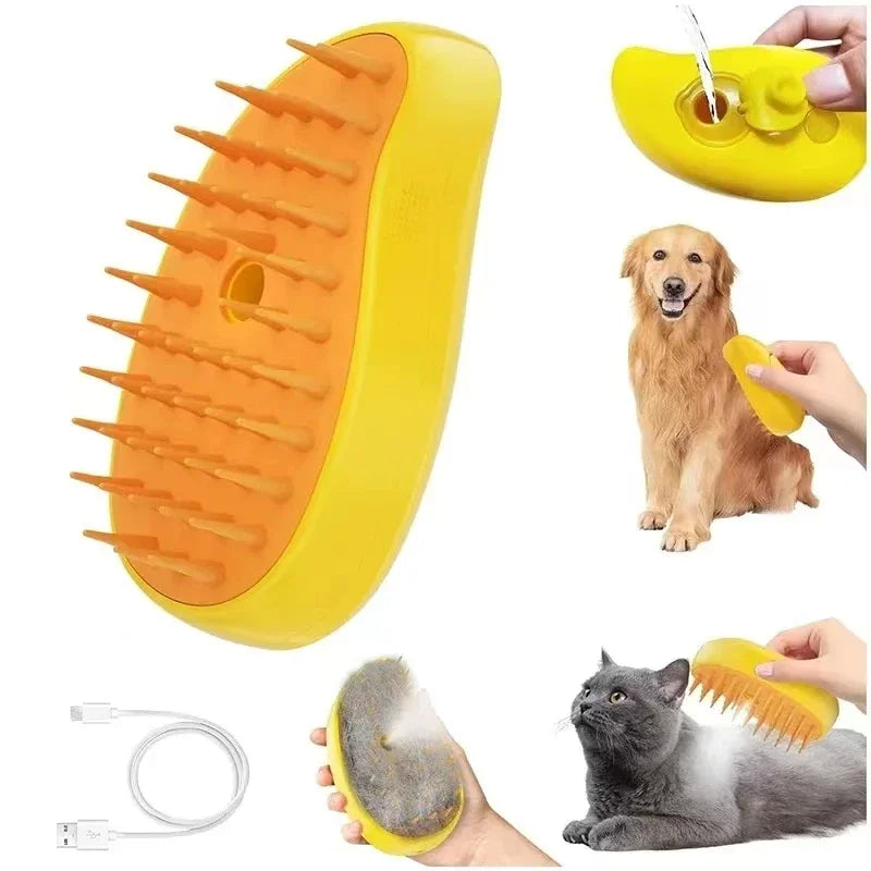 Cat & Dog 3-in-1 Spray Massage Brush – Floating Hair Removal and Bath Brush