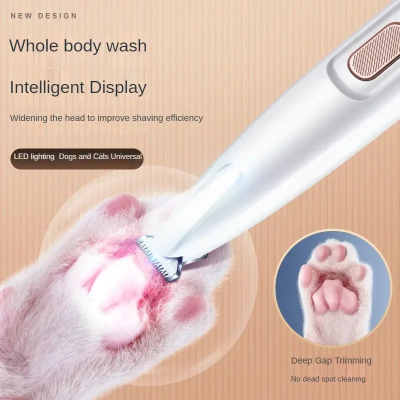 New Dog Paw Trimmer with LED Light - Fully Waterproof Pet Hair Trimmer with LED Display