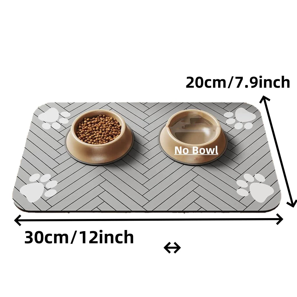 Absorbent Placemat for Food & Water Bowls with Waterproof Rubber Backing