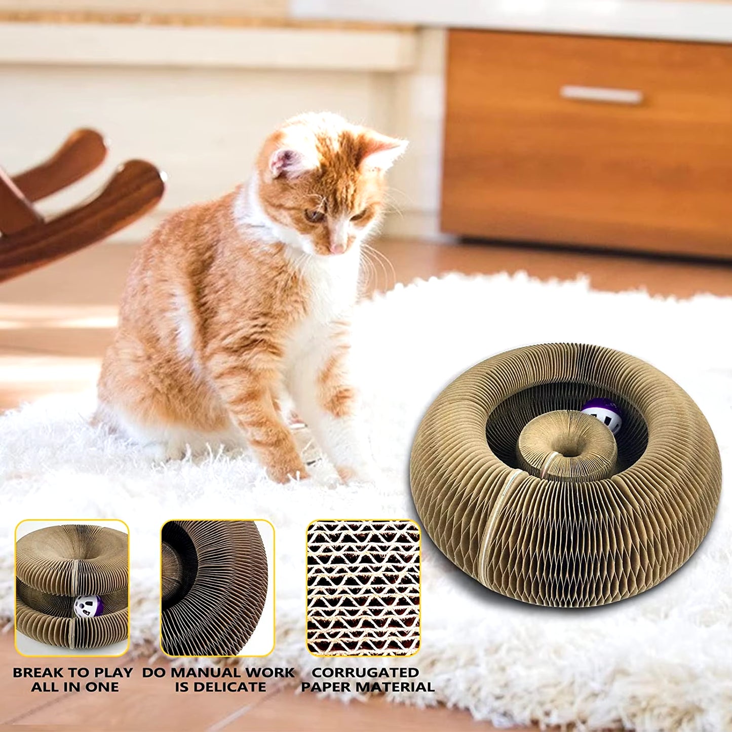  Round Corrugated Scratching Toy with 