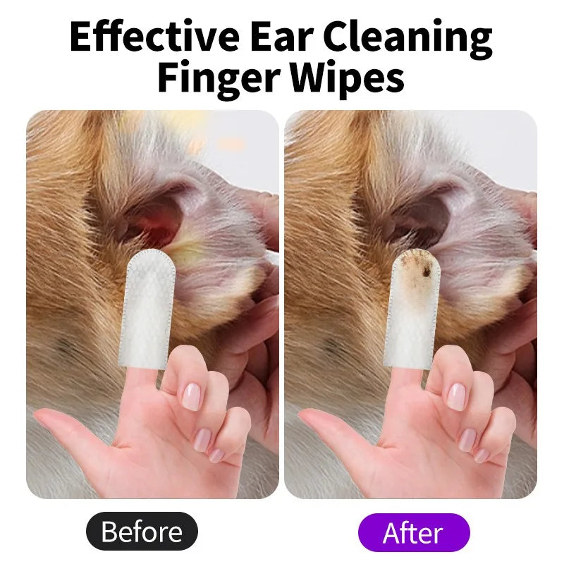 Ear Care Fingertips for Cat & Dog Mite Removal & Ear Cleaning