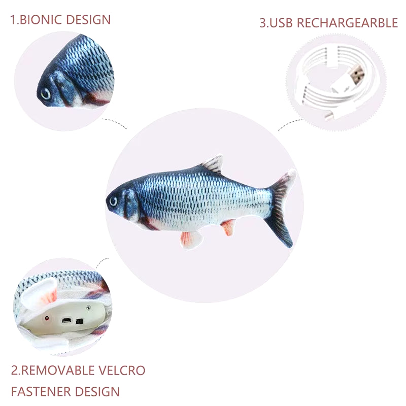 USB Charging Electric Floppy Fish for Interactive Fun & Teeth Grinding