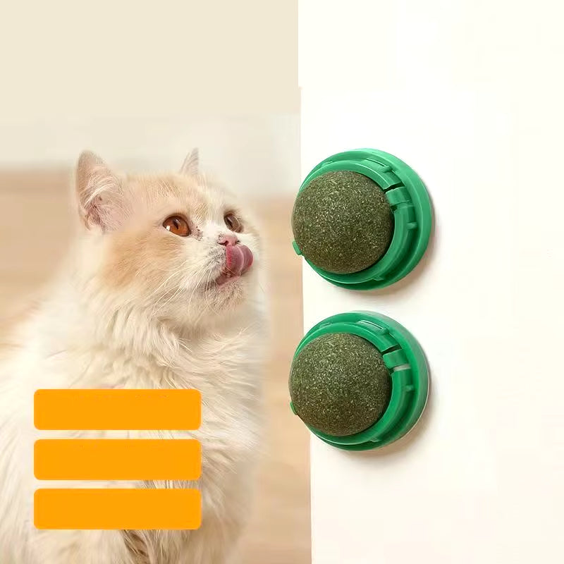 Catnip Cat Wall Stick-On Ball Toy 