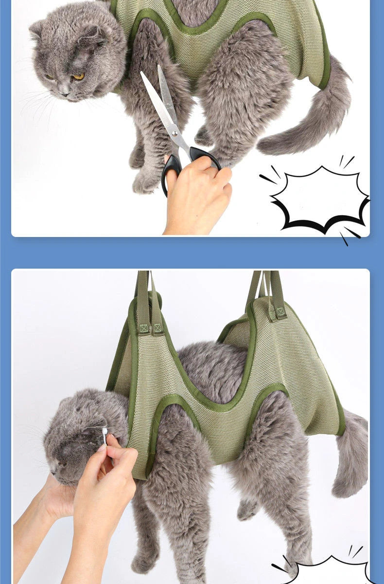 Cat Grooming Restraint Bag and Hammock Set