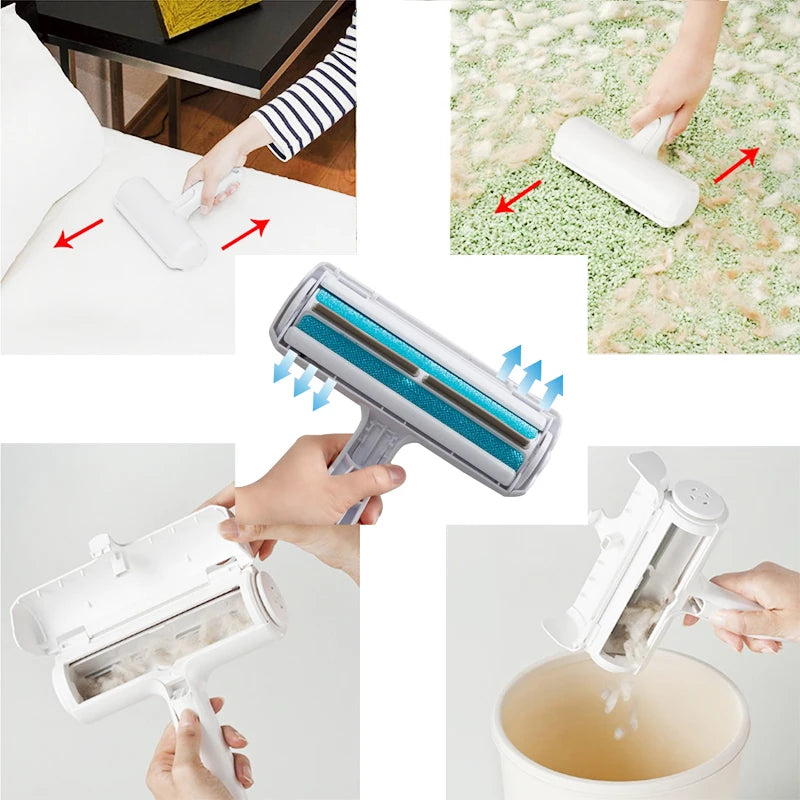 Pet Hair Remover Roller with Self-Cleaning Base