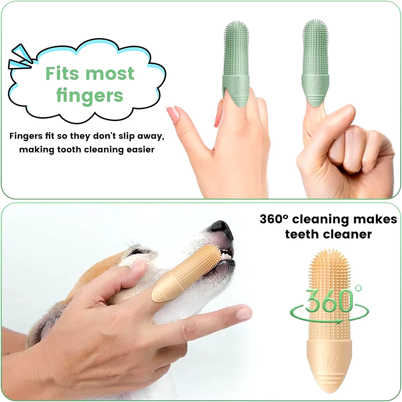  360° Cleaning Finger Toothbrush for Dogs & Cats 