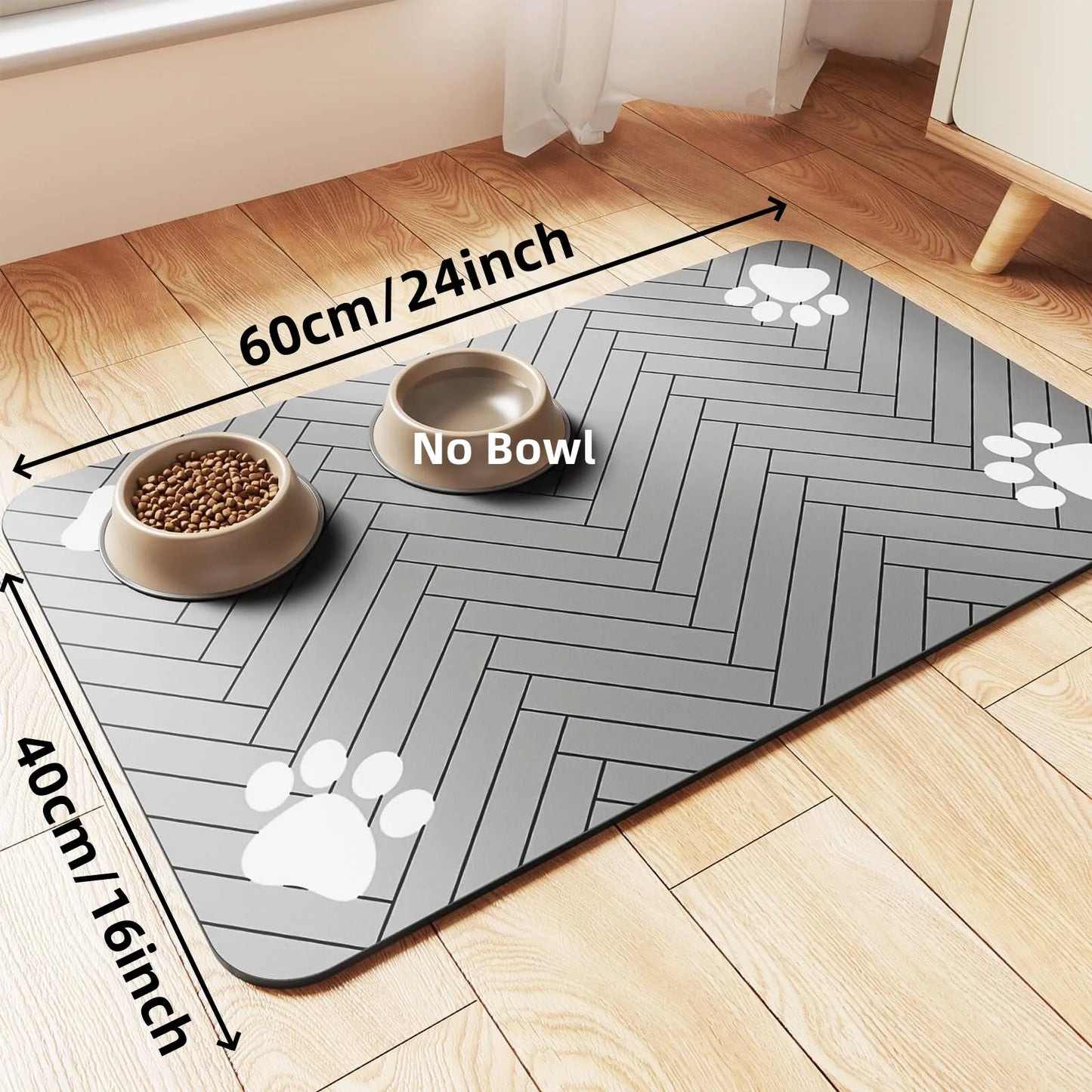 Absorbent Placemat for Food & Water Bowls with Waterproof Rubber Backing