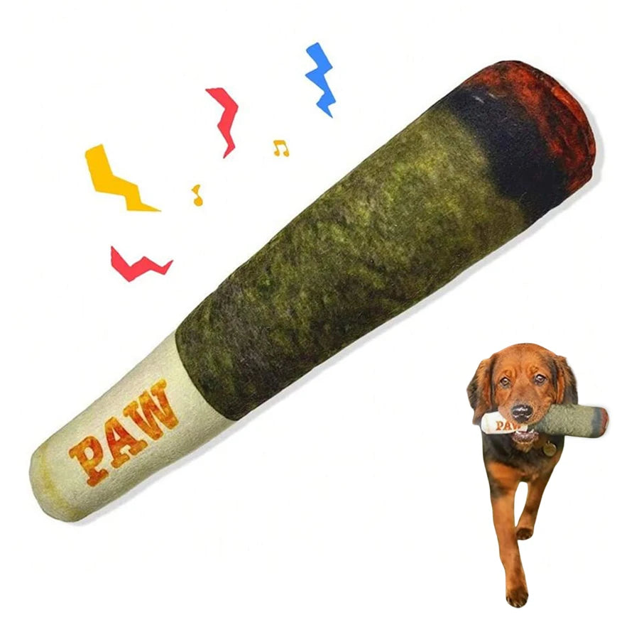 Funny Cigar Design Plush Squeaky Dog Toy