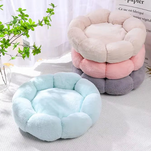 New 2024 Cute Dog Cat Pet Nest Dog Nest Cat Nest Plush Flower Shaped Dog Bed Dog Mat Pet Daily Necessities