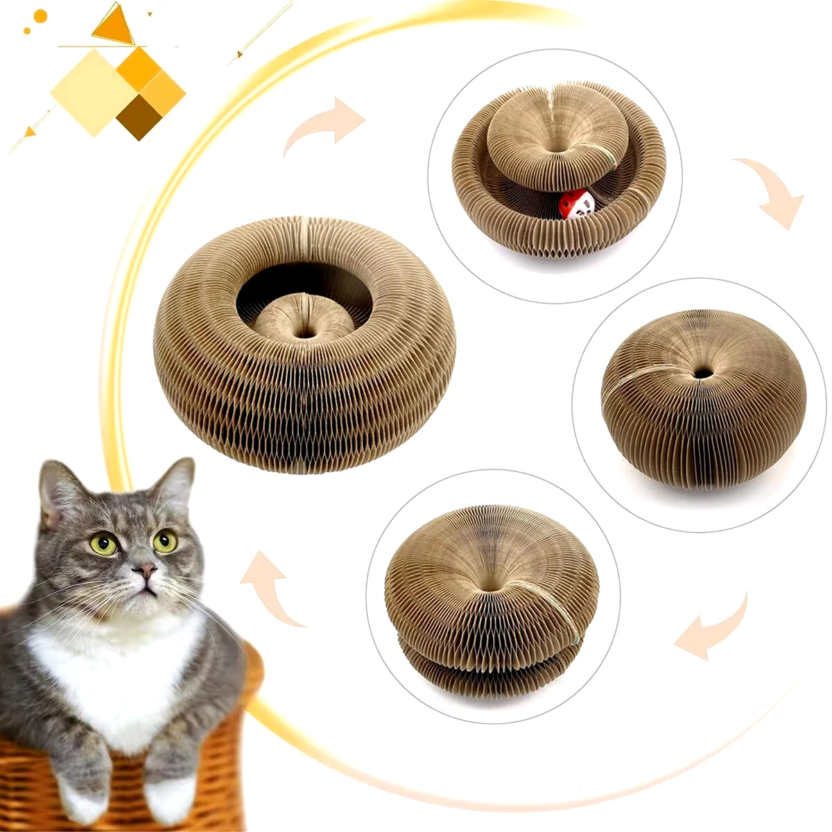  Round Corrugated Scratching Toy with 