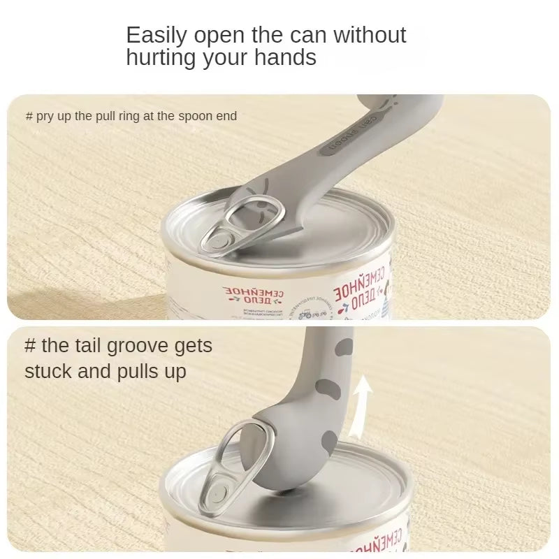 Pet Spoon with Multifunctional Can Opener & Silicone Sealing Cover