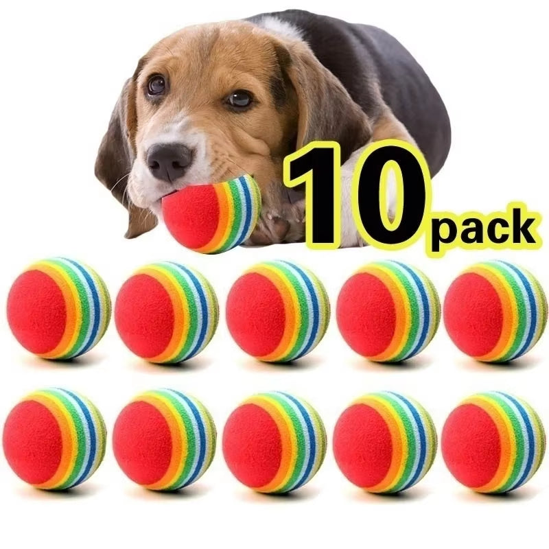 10-Pack Colorful Foam Dog Balls 