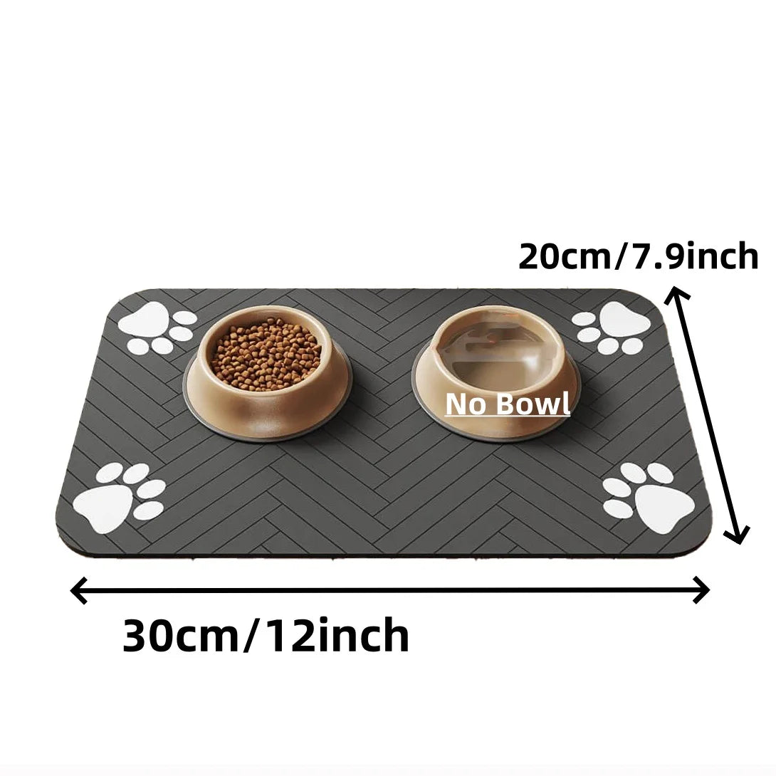 Absorbent Placemat for Food & Water Bowls with Waterproof Rubber Backing