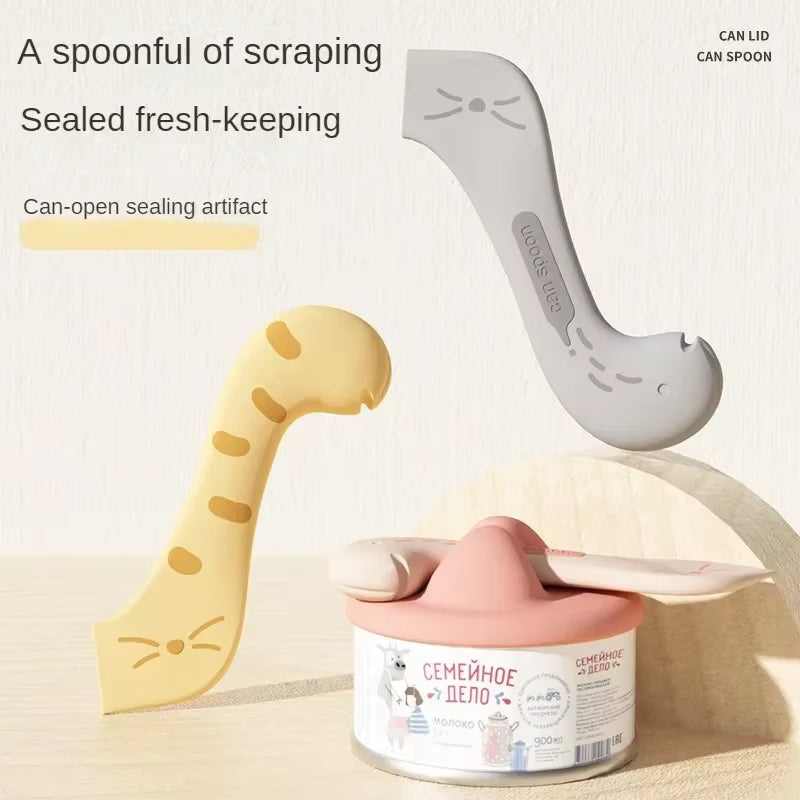 Pet Spoon with Multifunctional Can Opener & Silicone Sealing Cover