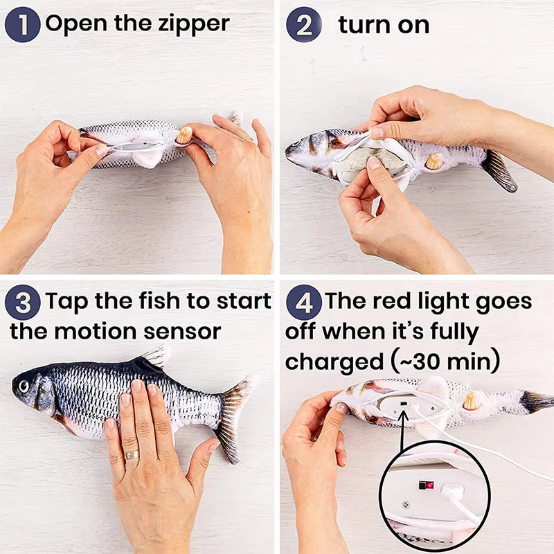 USB Charging Electric Floppy Fish for Interactive Fun & Teeth Grinding